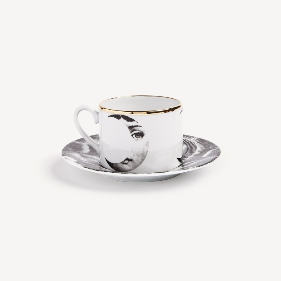 Fornasetti Tazza Da Te Tema E Variazioni Sole E Luna Bianco/Nero/Oro Set Da Te E Caffe