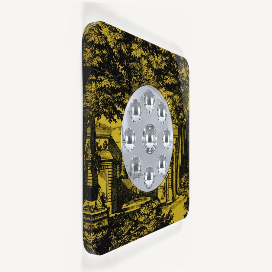 Fornasetti Cornice Con Specchio Bubbles Giardino Settecentesco Nero Giallo Specchi Di Design