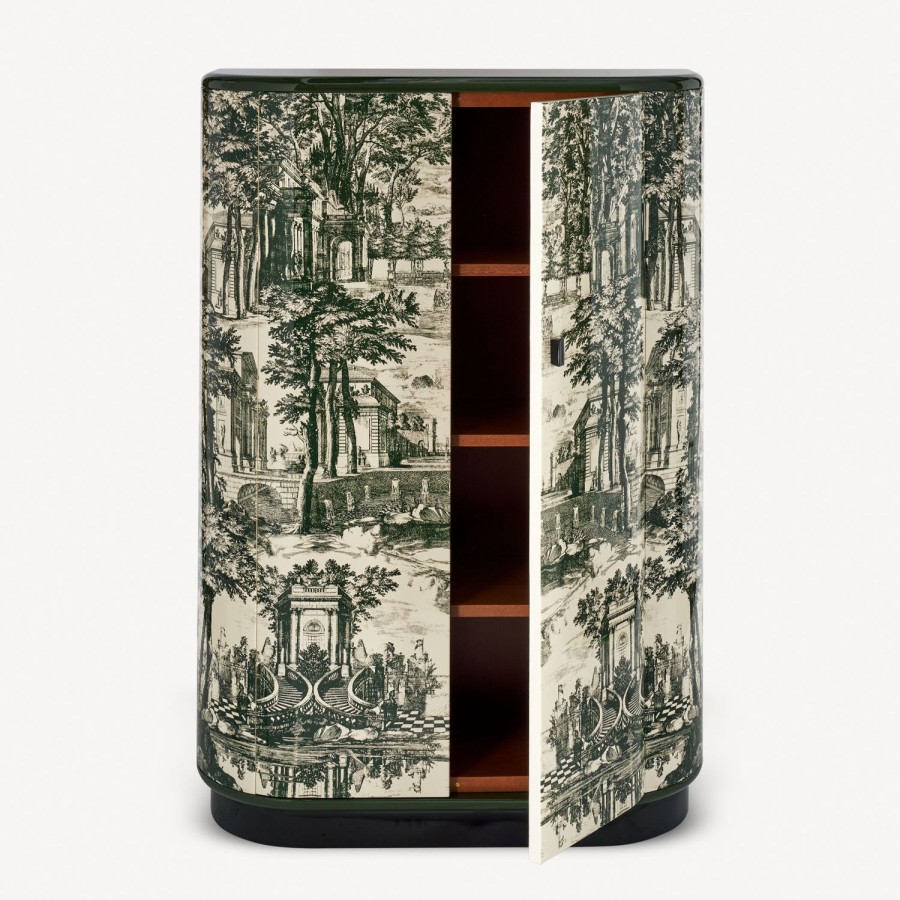 Fornasetti Mobile Curvo Giardino Settecentesco Avorio/Verde Armadi Curvi