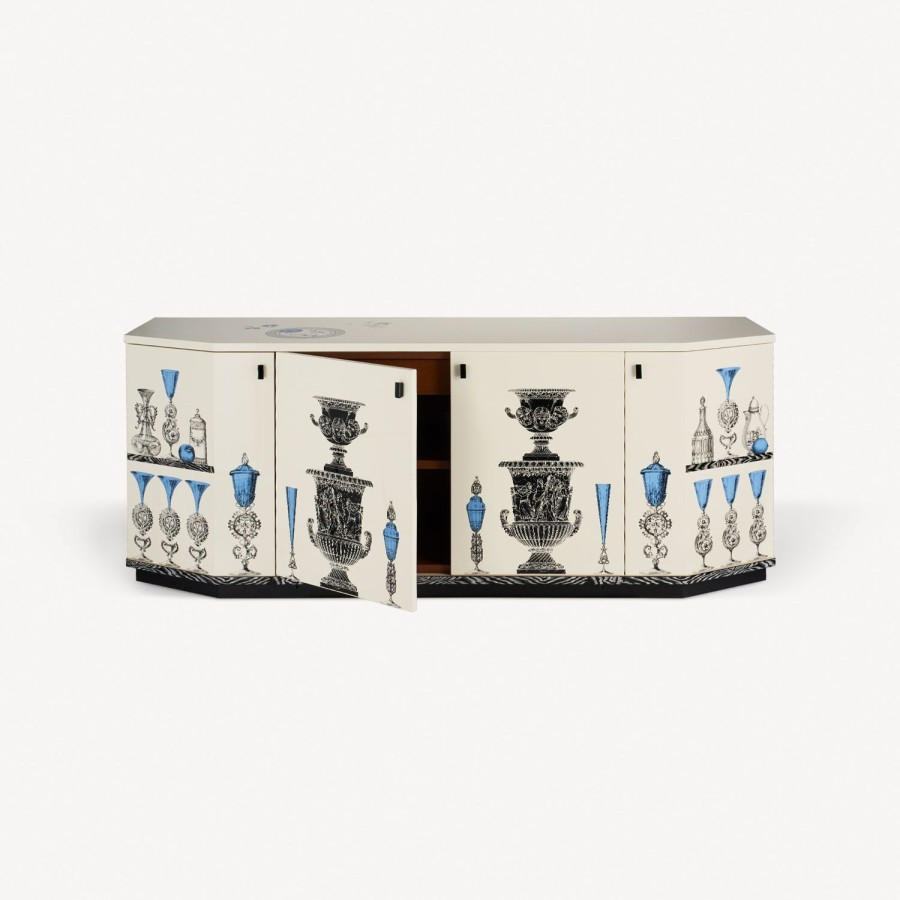 Fornasetti Buffet Poliedrico Vasi Multicolore Armadi Curvi