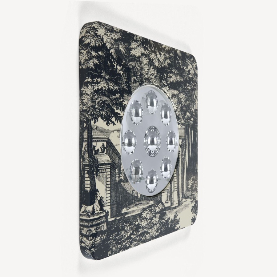 Fornasetti Cornice Con Specchio Bubbles Giardino Settecentesco Blu/Avorio Specchi Di Design