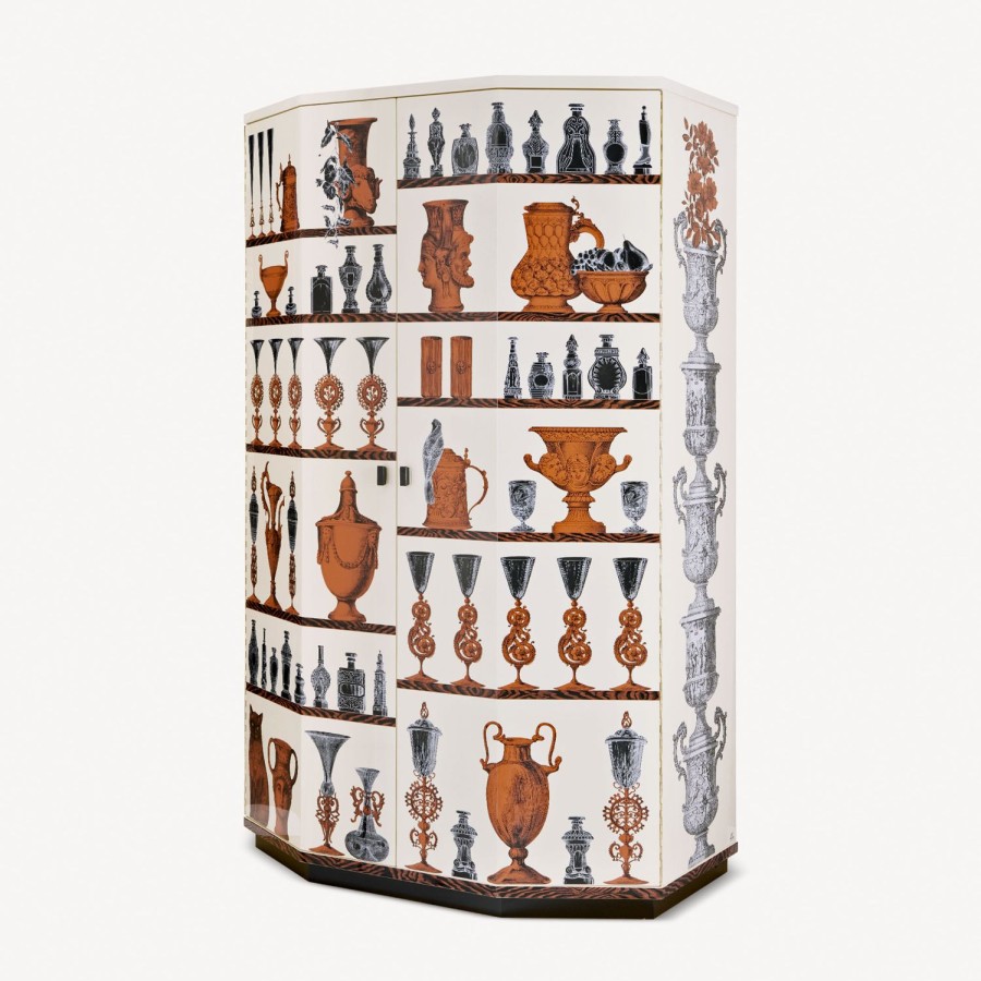 Fornasetti Mobile Bar Curvo Poliedrico Vasi Multicolore Armadi Curvi