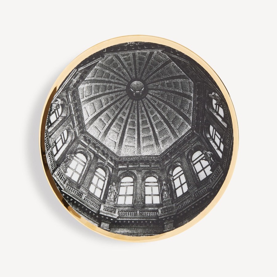 Fornasetti Piatto Cupola Santa Maria Della Salute (Venezia) Bianco/Nero/Oro Piatti Decorativi