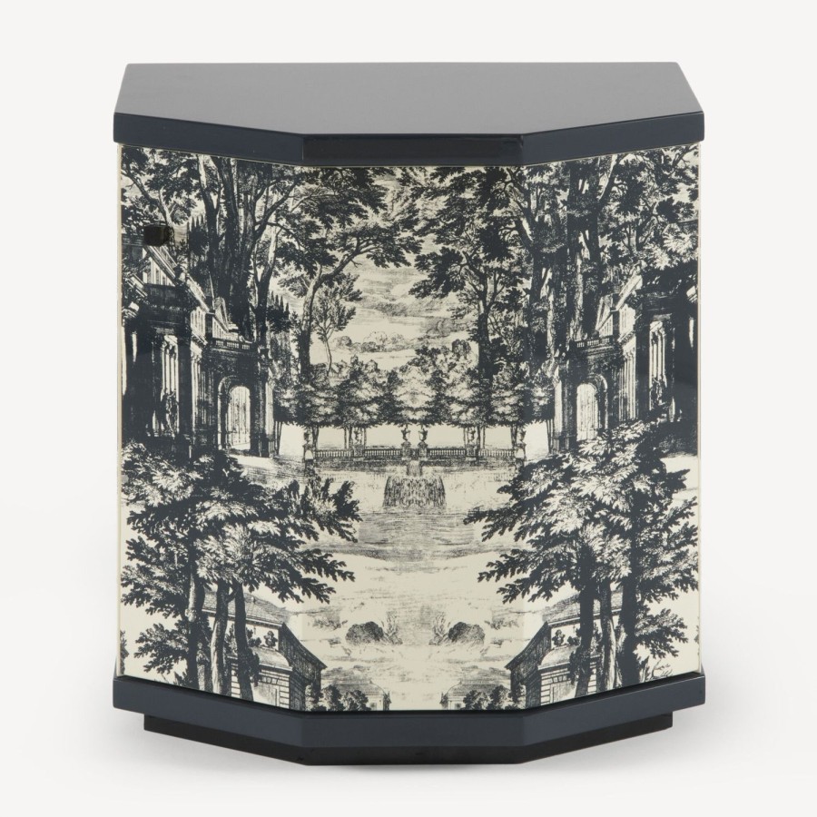 Fornasetti Comodino Poliedrico Giardino Settecentesco Blu/Avorio Armadietti