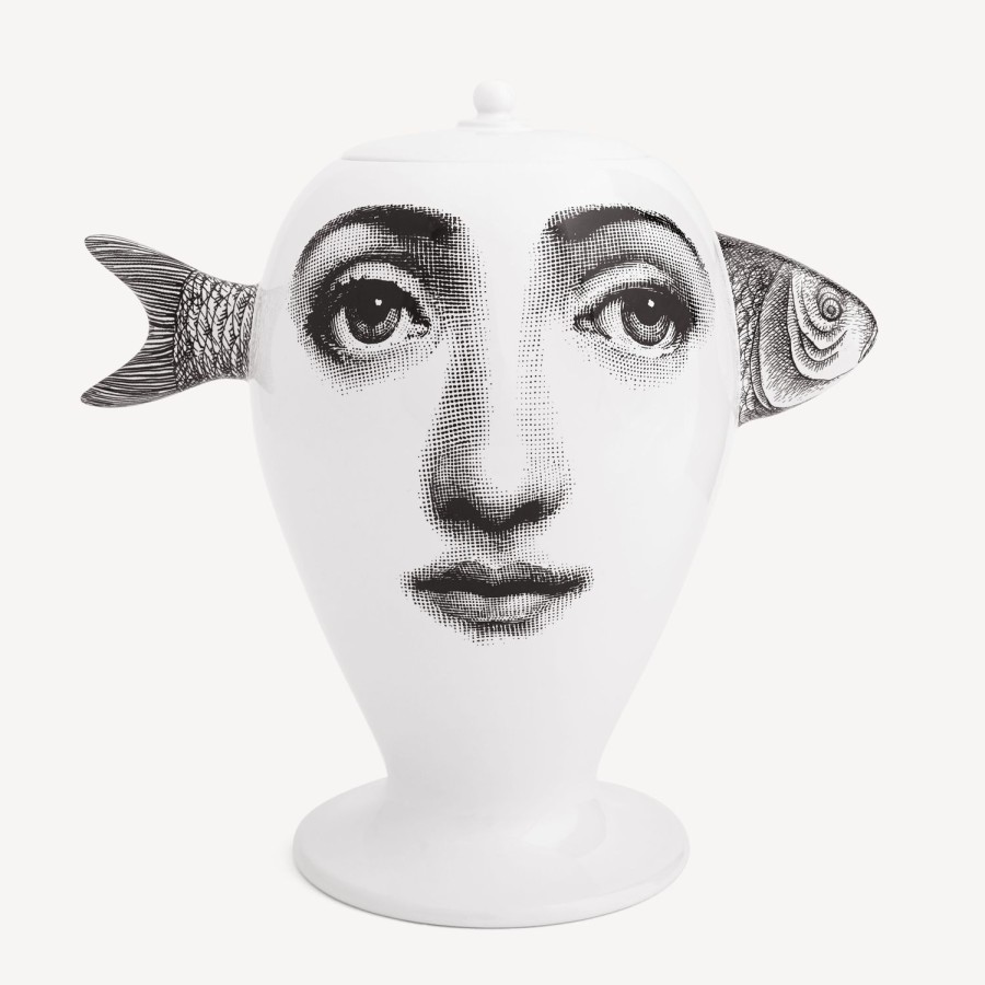 Fornasetti Vaso Pesce Bianco Nero Vasi