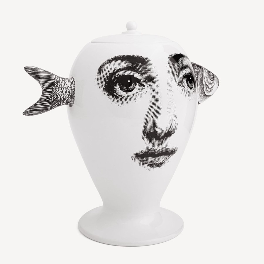 Fornasetti Vaso Pesce Bianco Nero Vasi