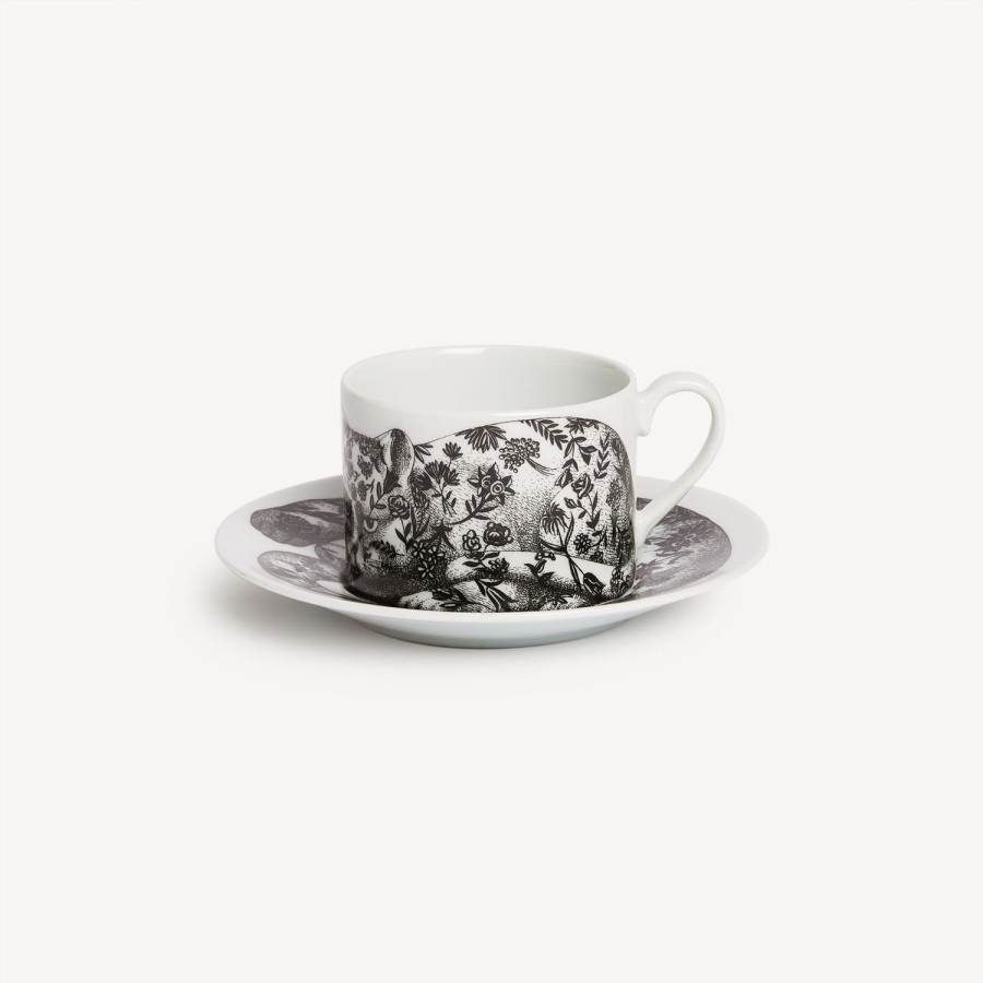 Fornasetti Tazza Da Te Alta Fedelta Fiorato Bianco Nero Set Da Te E Caffe