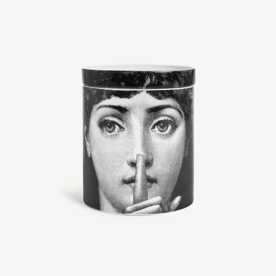 Fornasetti Candela Profumata Nel Mentre - Decoro Mascherina - Fragranza Frutto Proibito Bianco/Nero/Oro Candele Profumate