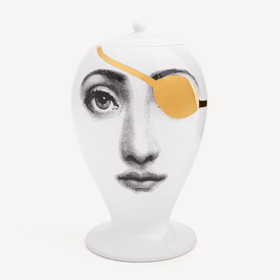 Fornasetti Vaso Pirata Bianco/Nero/Oro Vasi