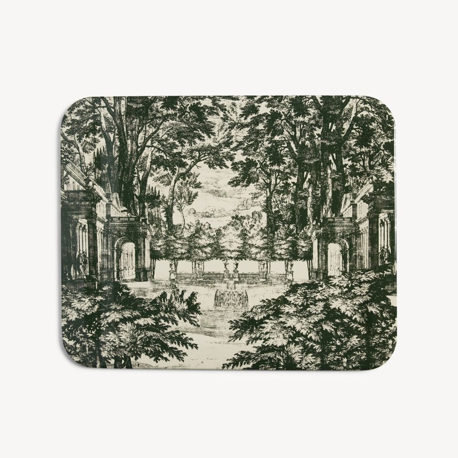 Fornasetti Vassoio Giardino Settecentesco Verde/Avorio Vassoi E Pliants Decorativi