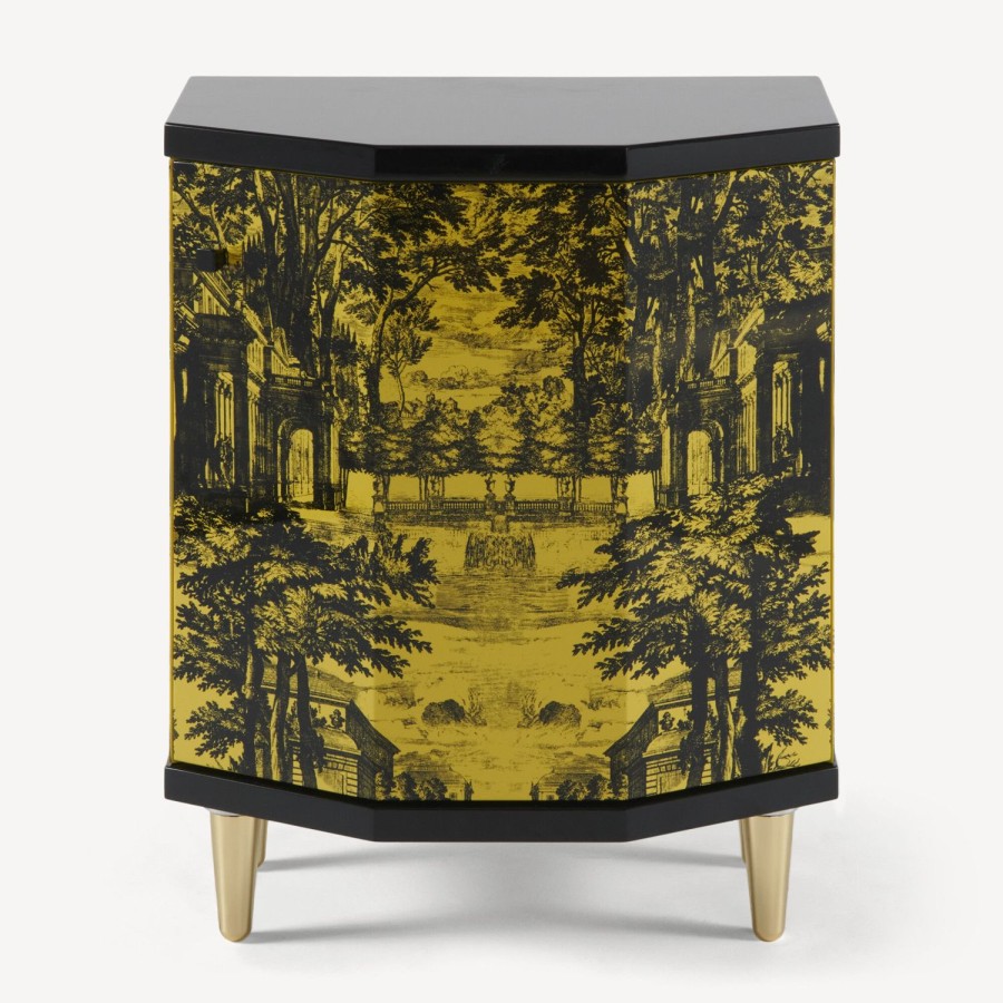 Fornasetti Comodino Poliedrico Giardino Settecentesco Nero Giallo Armadietti