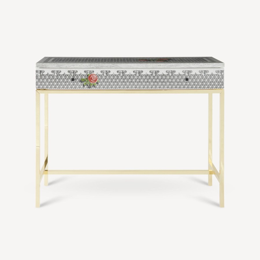 Fornasetti Consolle Con Cassetto Musciarabia Con Rose Multicolore Console Di Archiviazione