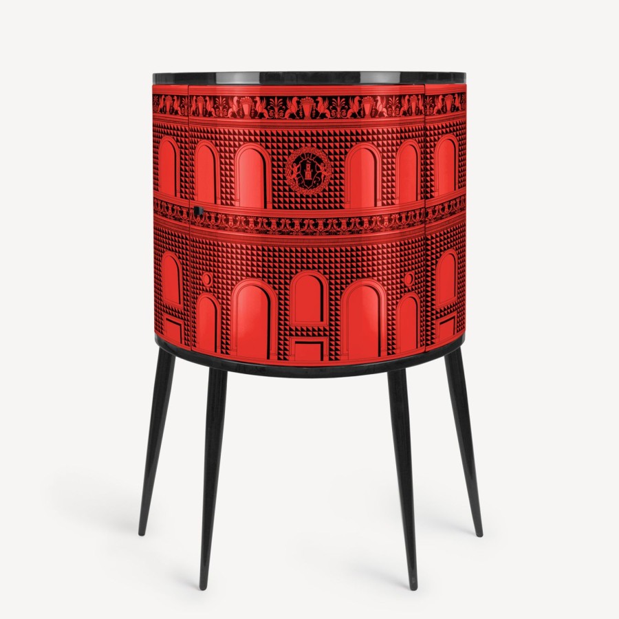 Fornasetti Consolle Facciata Quattrocentesca Rosso Nero Console Di Archiviazione