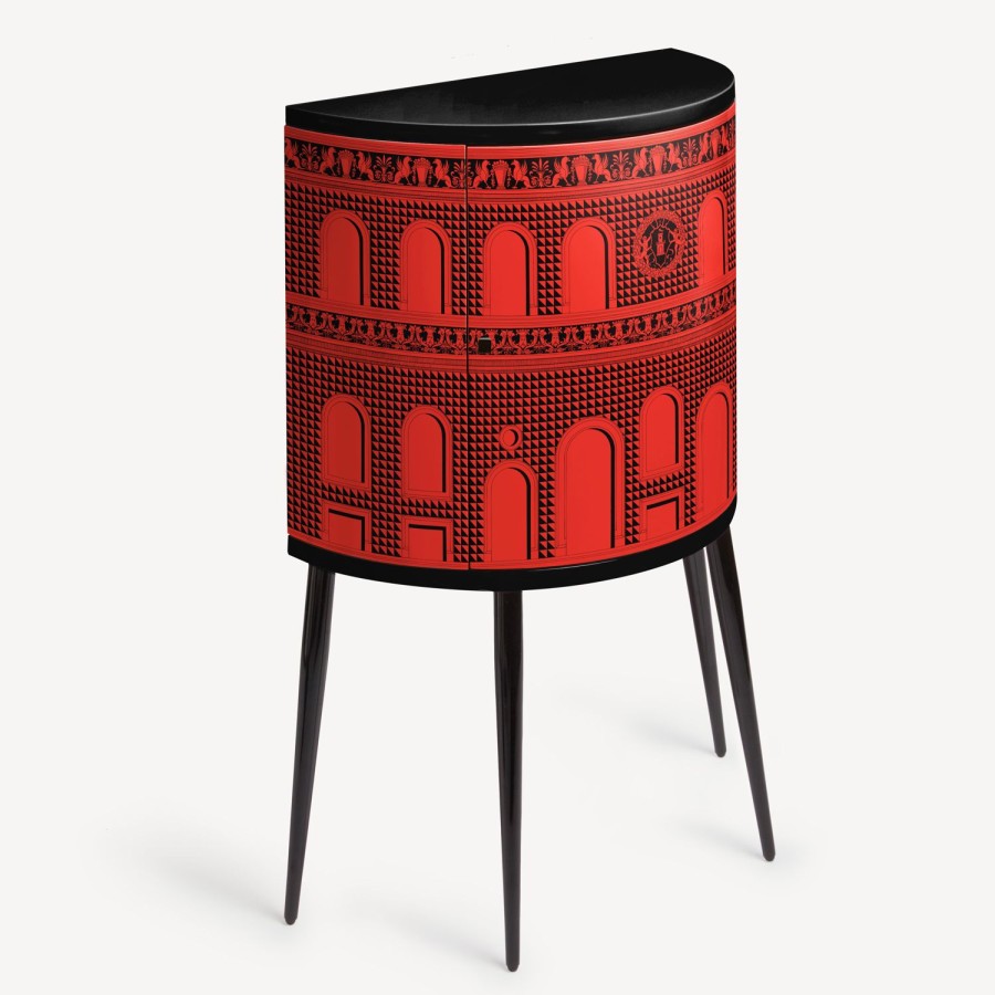 Fornasetti Consolle Facciata Quattrocentesca Rosso Nero Console Di Archiviazione