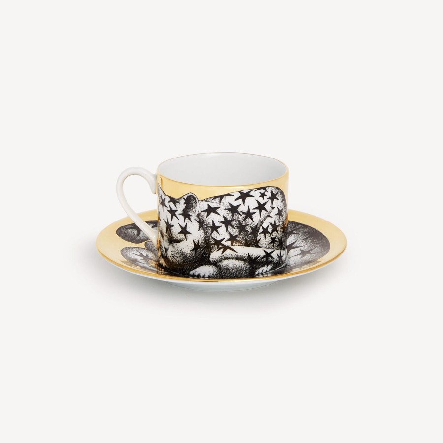 Fornasetti Tazza Te Alta Fedelta Stellato Bianco/Nero/Oro Set Da Te E Caffe