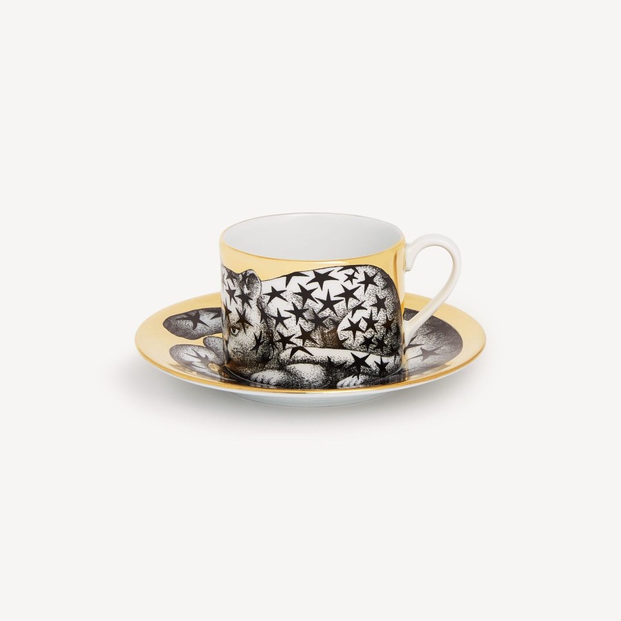 Fornasetti Tazza Te Alta Fedelta Stellato Bianco/Nero/Oro Set Da Te E Caffe