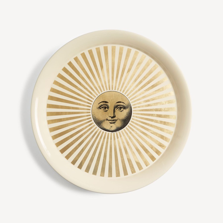 Fornasetti Vassoio Sole Raggiante Oro/Bianco Vassoi E Pliants Decorativi