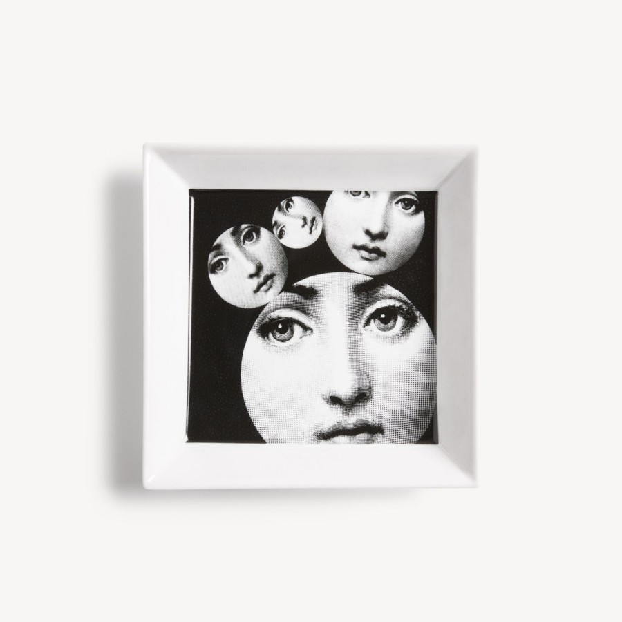 Fornasetti Piatto Quadrato Tema E Variazioni N.242 Bianco Nero Piatti Decorativi