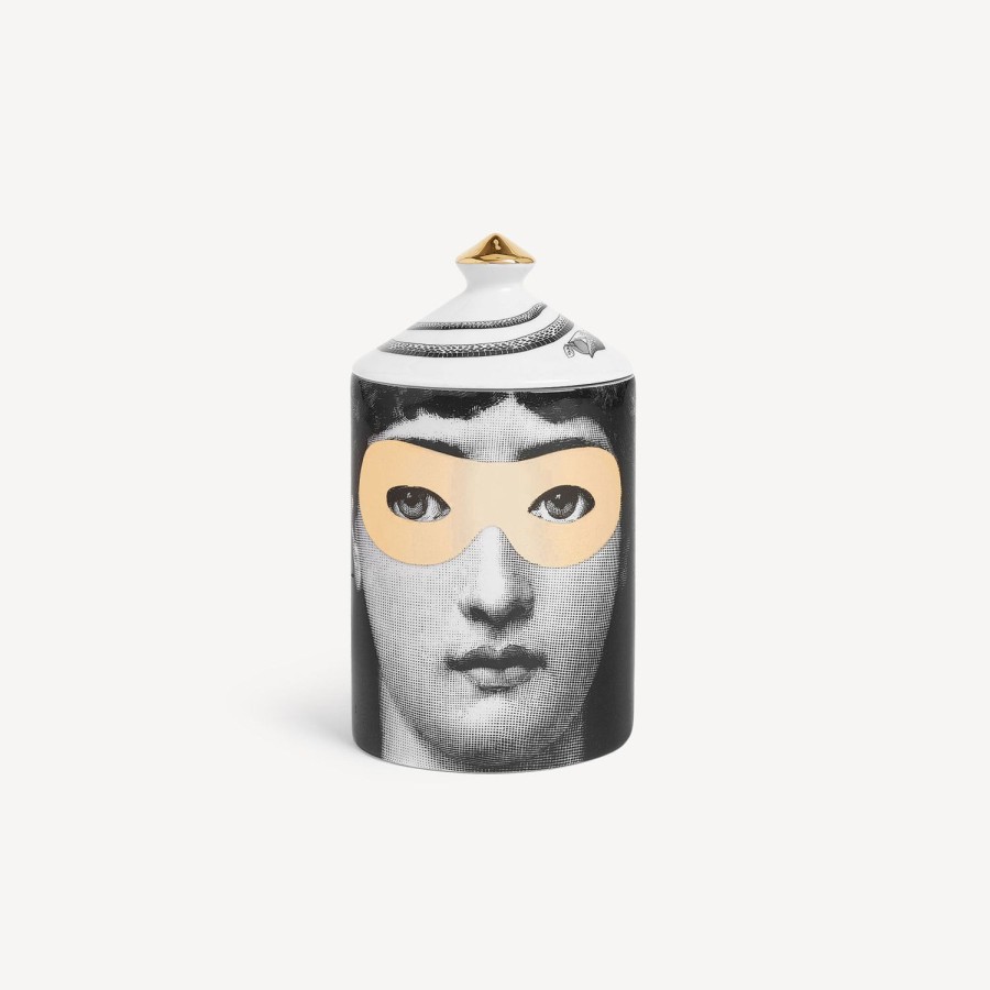 Fornasetti Candela Profumata Se Poi - Decoro Mascherina - Fragranza Frutto Proibito Bianco/Nero/Oro Candele Profumate