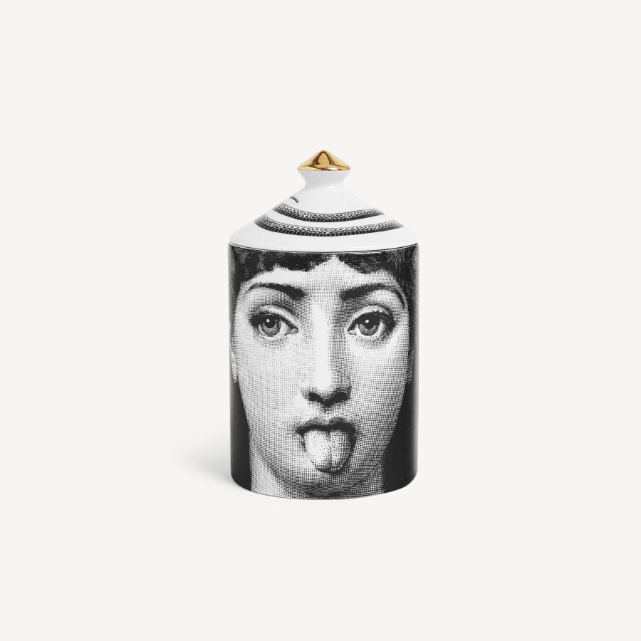 Fornasetti Candela Profumata Se Poi - Decoro Mascherina - Fragranza Frutto Proibito Bianco/Nero/Oro Candele Profumate