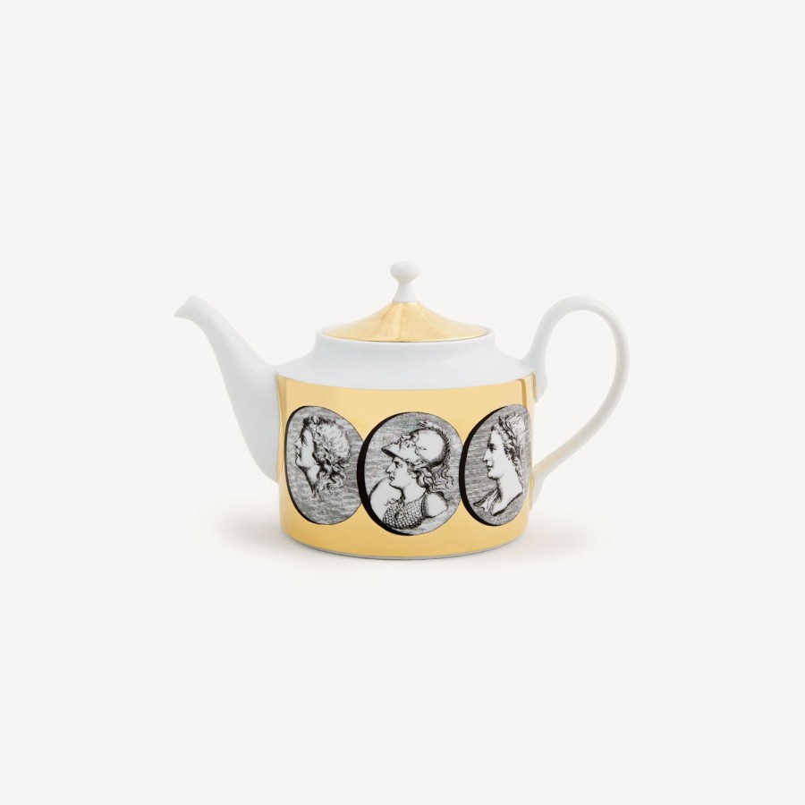 Fornasetti Teiera Cammei Bianco/Nero/Oro Set Da Te E Caffe