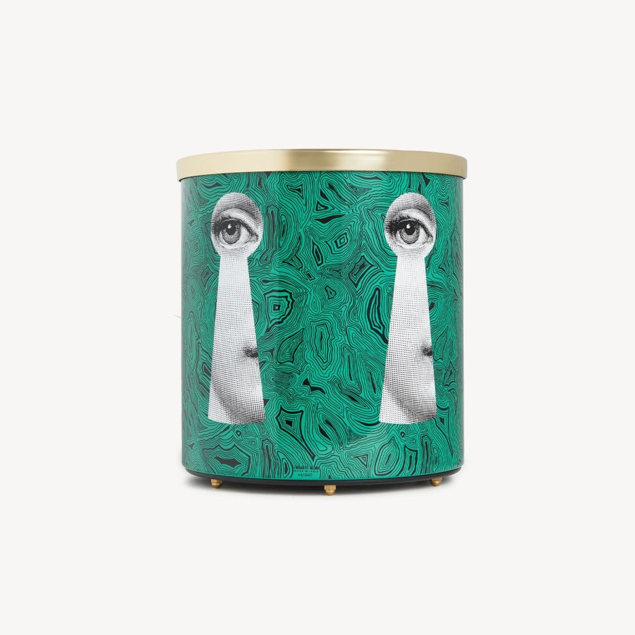 Fornasetti Cestino Portacarte Serratura Su Malachite Verde/Bianco/Nero Cestini Di Carta