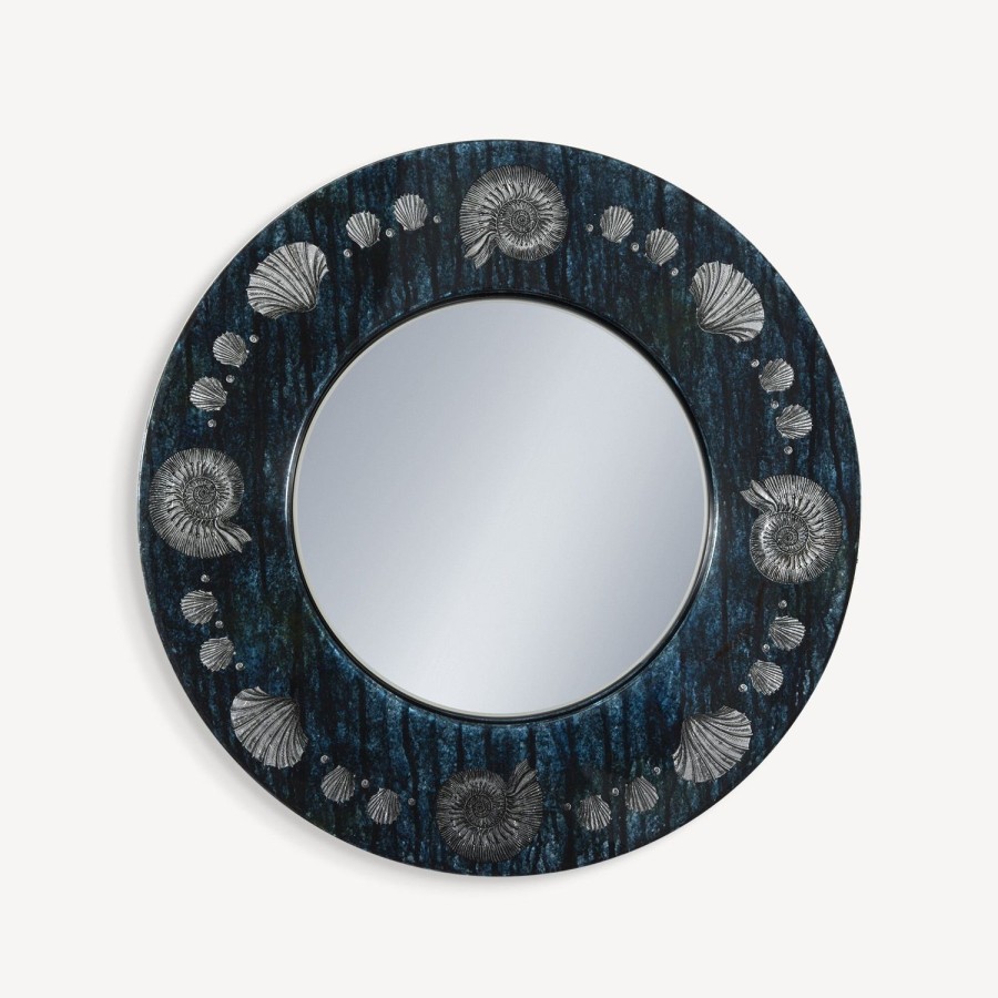 Fornasetti Cornice Con Specchio Piano Giro Di Conchiglie Argento/Blu Specchi Di Design