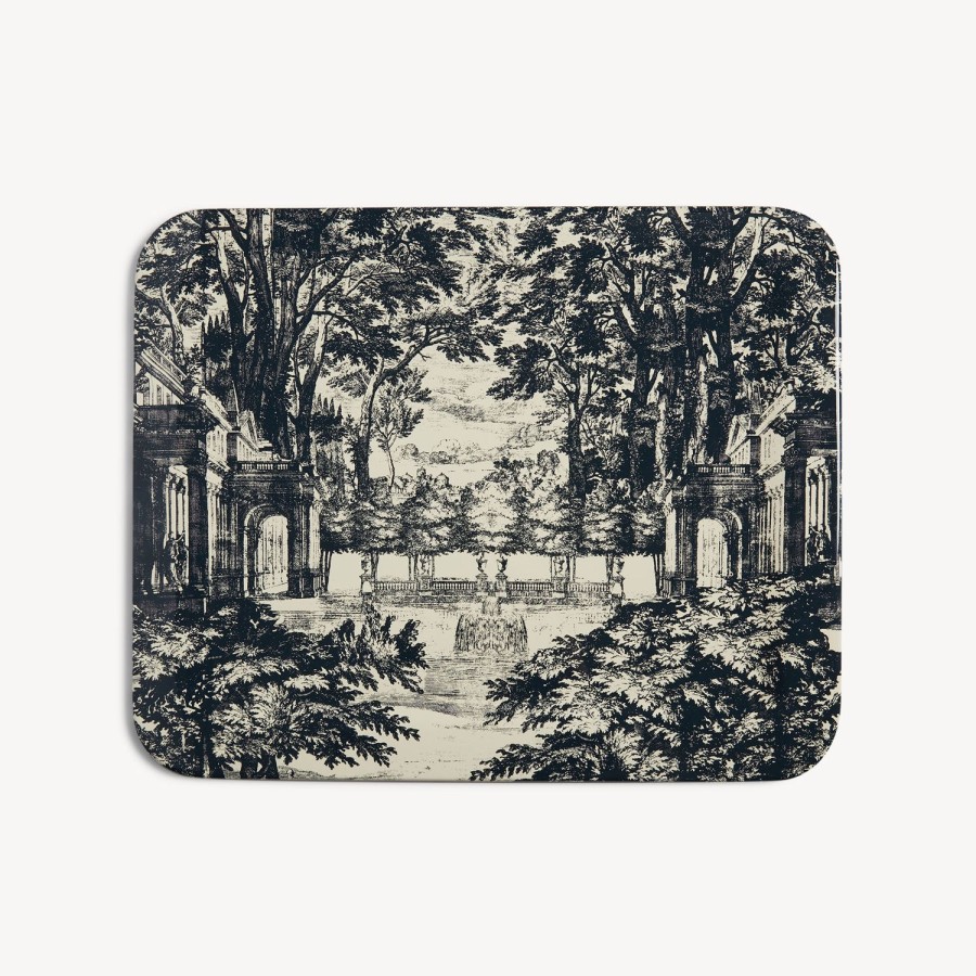 Fornasetti Vassoio Giardino Settecentesco Blu/Avorio Vassoi E Pliants Decorativi