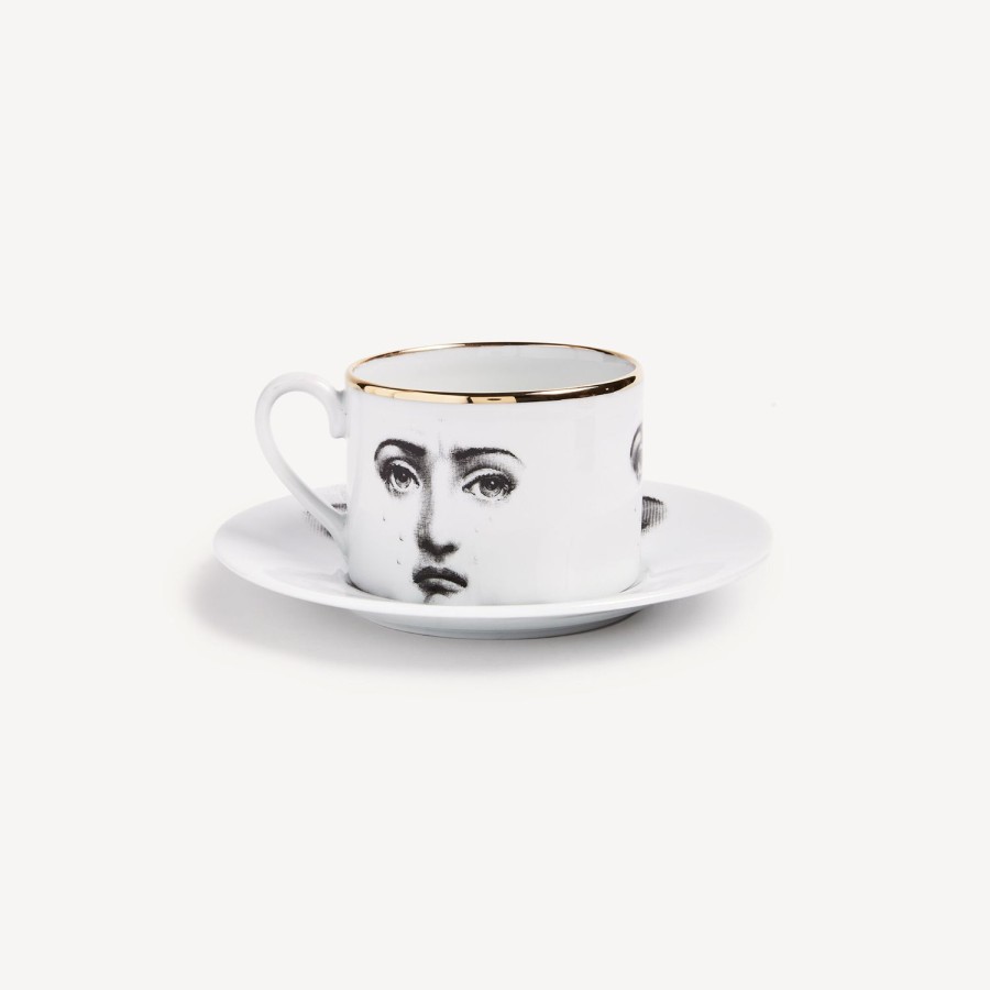 Fornasetti Tazza Da Te Tema E Variazioni Il Fumo Fa Male Bianco/Nero/Oro Set Da Te E Caffe