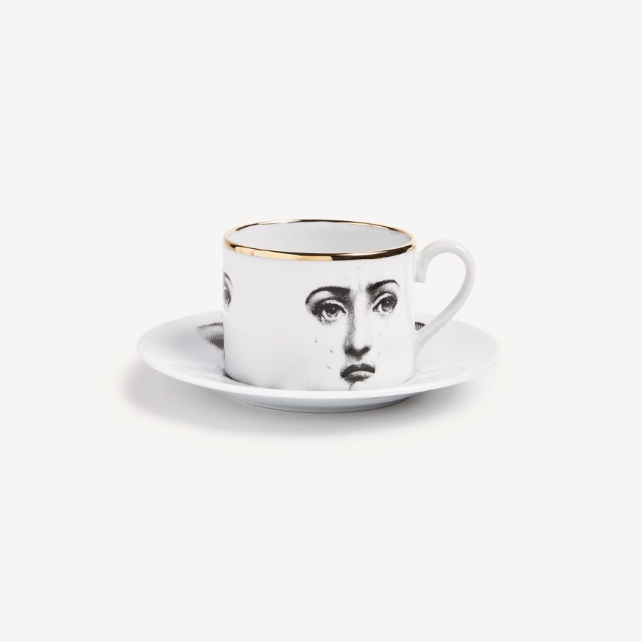 Fornasetti Tazza Da Te Tema E Variazioni Il Fumo Fa Male Bianco/Nero/Oro Set Da Te E Caffe