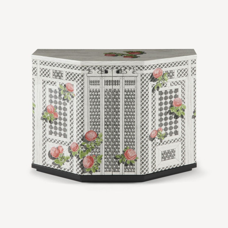 Fornasetti Piccolo Mobiletto Poliedrico Musciarabia Con Rose Multicolore Armadietti