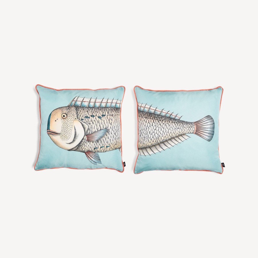 Fornasetti Set Di 2 Cuscini Grande Pesce Multicolore Cuscini