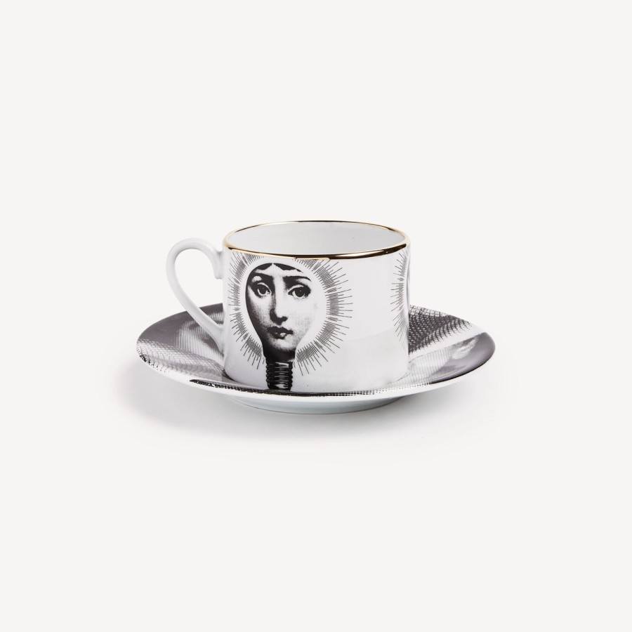 Fornasetti Tazza Da Te Tema E Variazioni Lampadina Bianco/Nero/Oro Set Da Te E Caffe