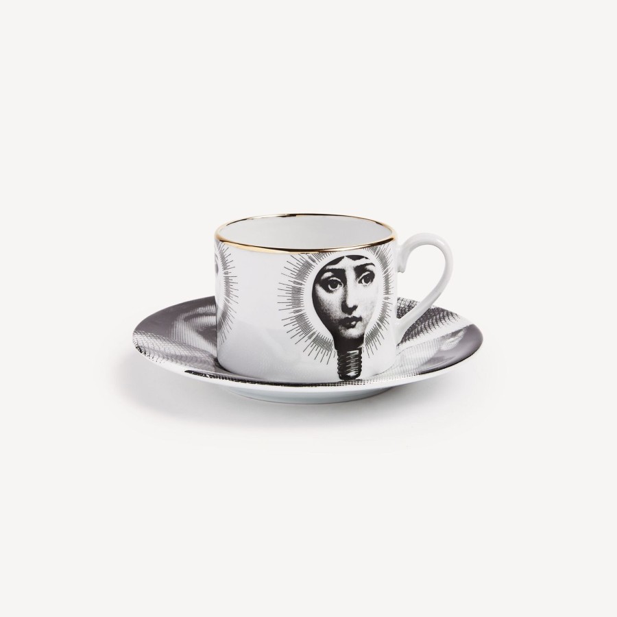 Fornasetti Tazza Da Te Tema E Variazioni Lampadina Bianco/Nero/Oro Set Da Te E Caffe