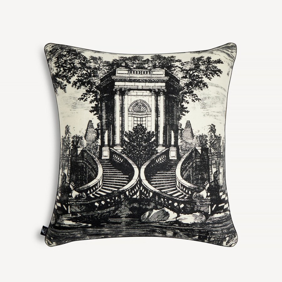 Fornasetti Cuscino In Cashmere Giardino Settecentesco Avorio/Nero Cuscini