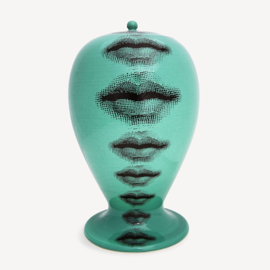 Fornasetti Vaso Bocche Verde/Nero Vasi