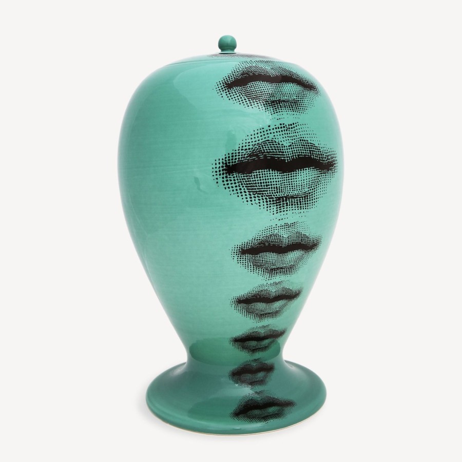 Fornasetti Vaso Bocche Verde/Nero Vasi