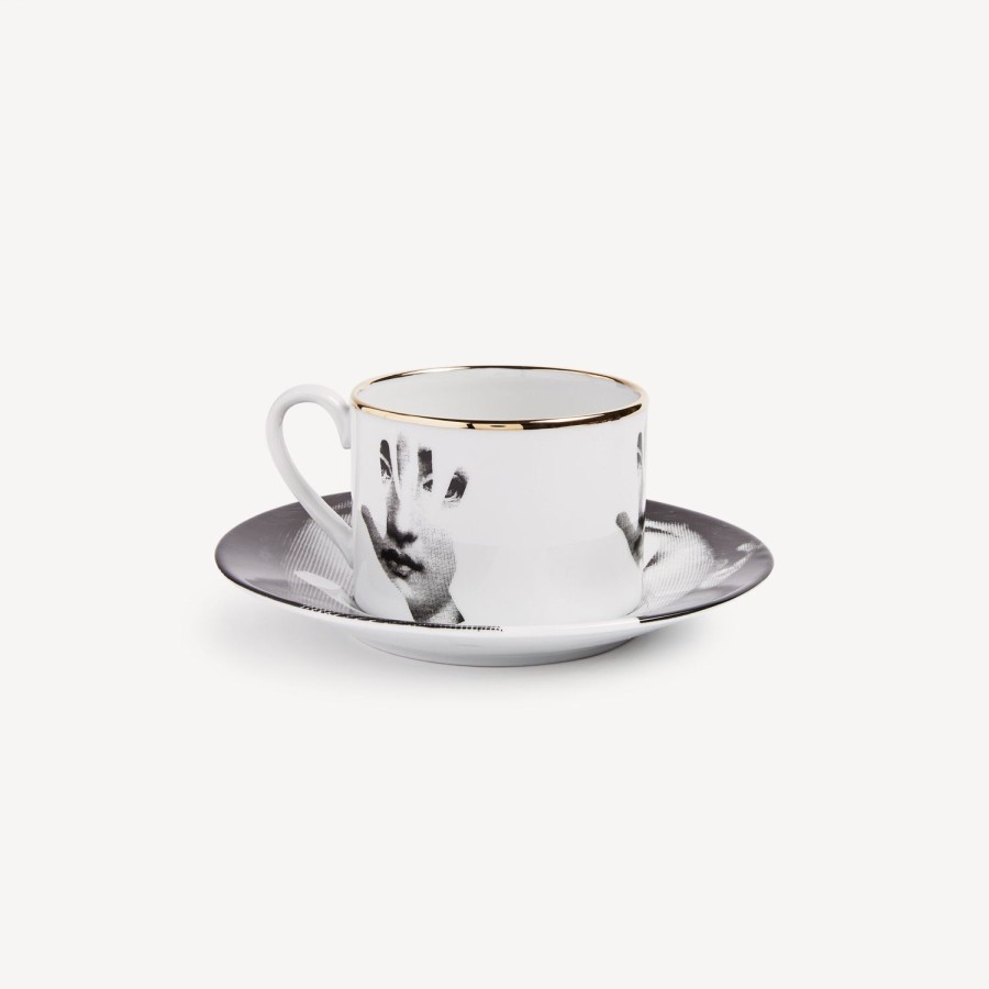 Fornasetti Tazza Da Te Tema E Variazioni Mano Bianco/Nero/Oro Set Da Te E Caffe