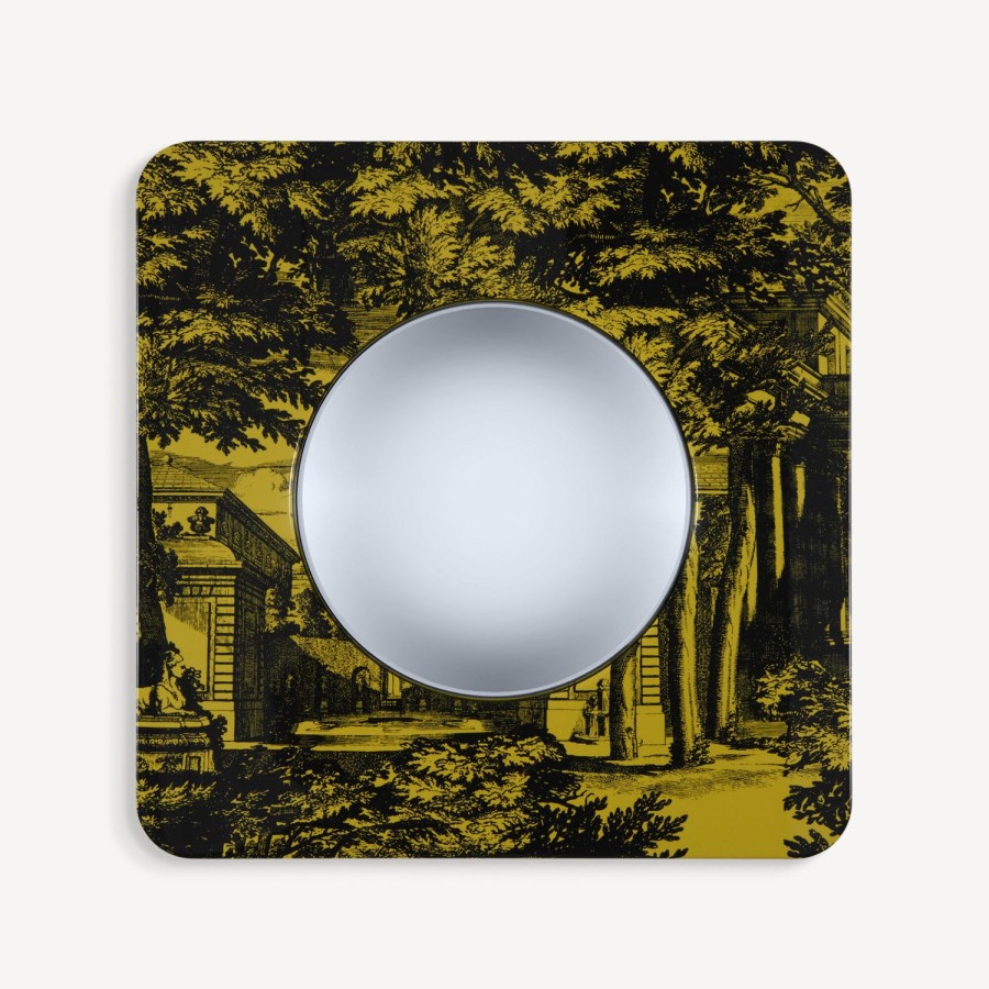 Fornasetti Cornice Con Specchio Convesso Giardino Settecentesco Nero Giallo Specchi Di Design