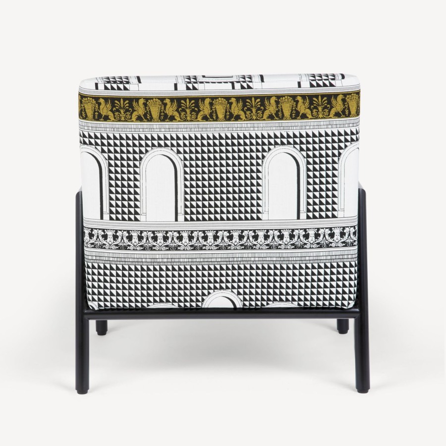 Fornasetti Poltroncina Da Esterno Facciata Quattrocentesca Bianco/Nero/Giallo Salotti