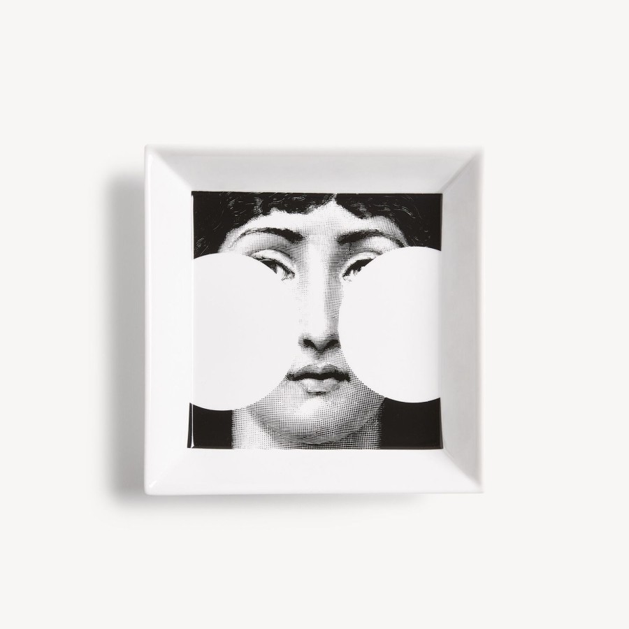 Fornasetti Piatto Quadrato Tema E Variazioni N.149 Bianco Nero Piatti Decorativi