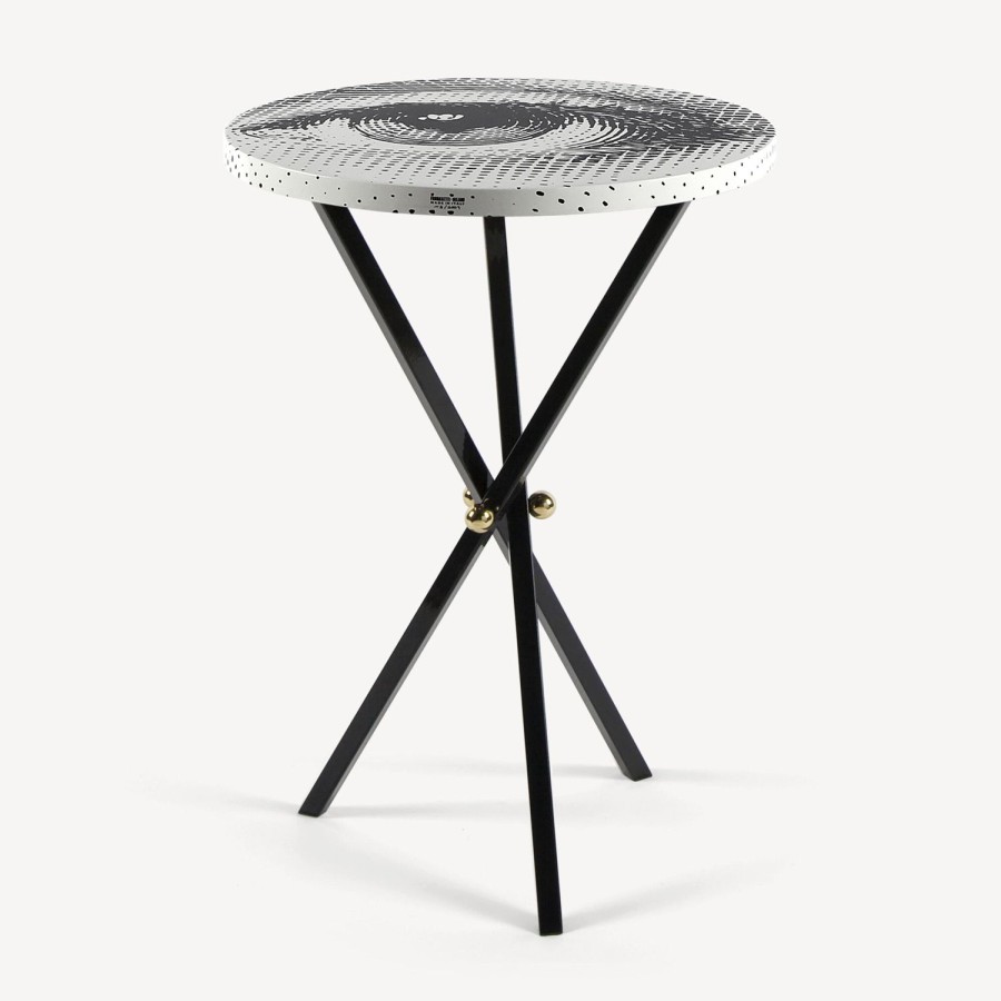 Fornasetti Tavolino Occhio Bianco Nero Tabelle