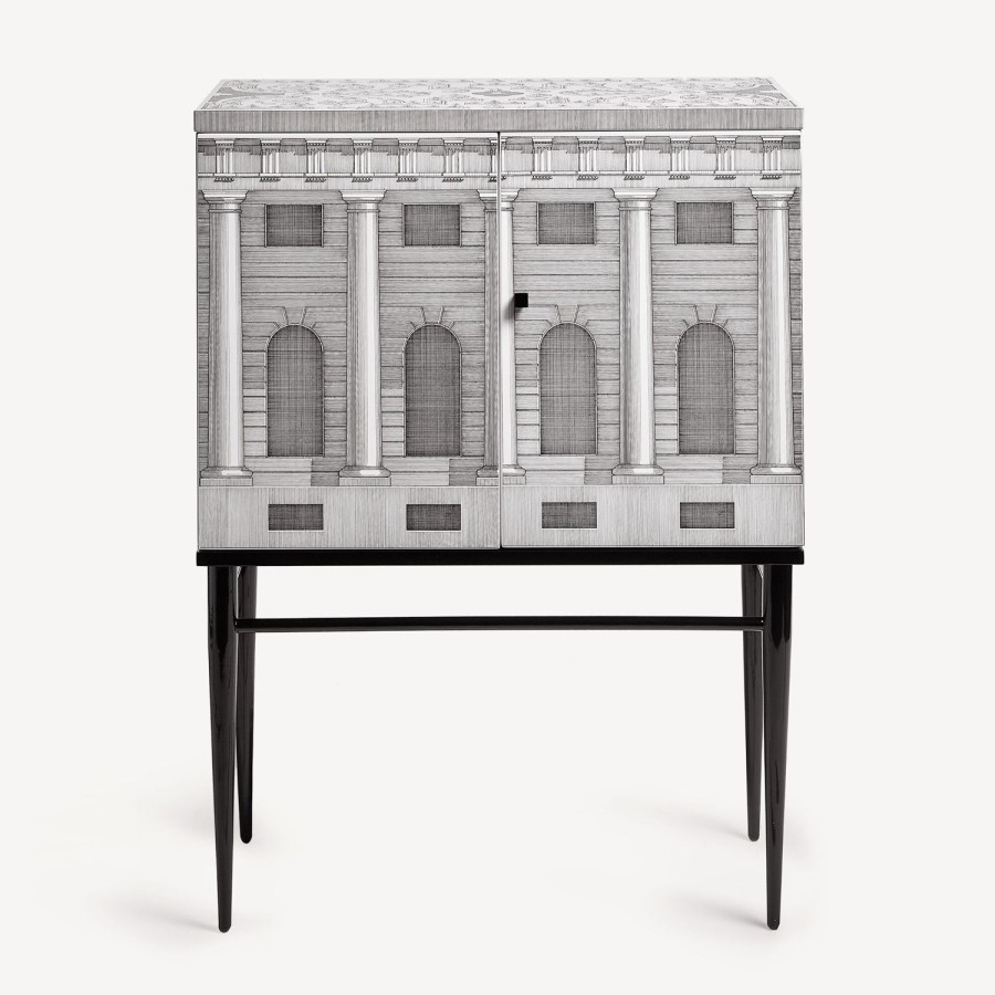 Fornasetti Madia Piccola Rialzata Architettura Bianco Nero Armadietti