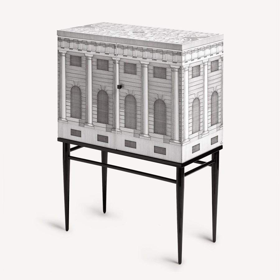 Fornasetti Madia Piccola Rialzata Architettura Bianco Nero Armadietti