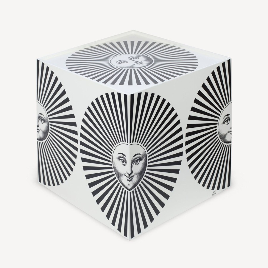 Fornasetti Cubo Con Cassetto Sole Raggiante Bianco Nero Armadietti