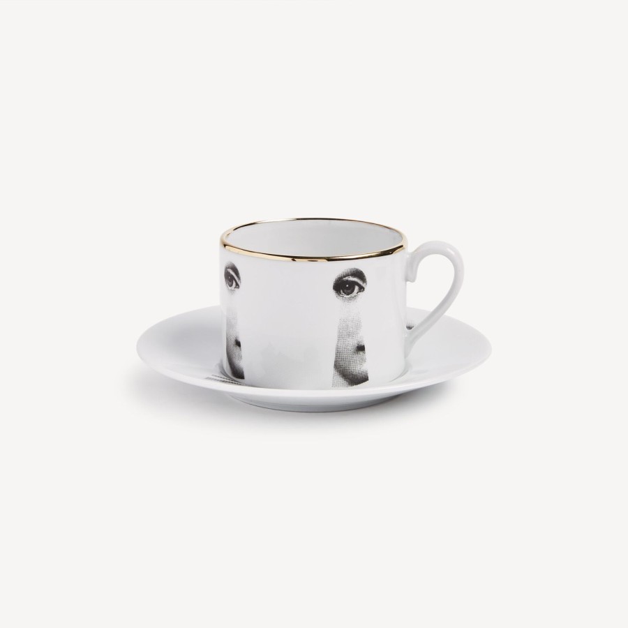 Fornasetti Tazza Da Te Tema E Variazioni Serratura Bianco/Nero/Oro Set Da Te E Caffe