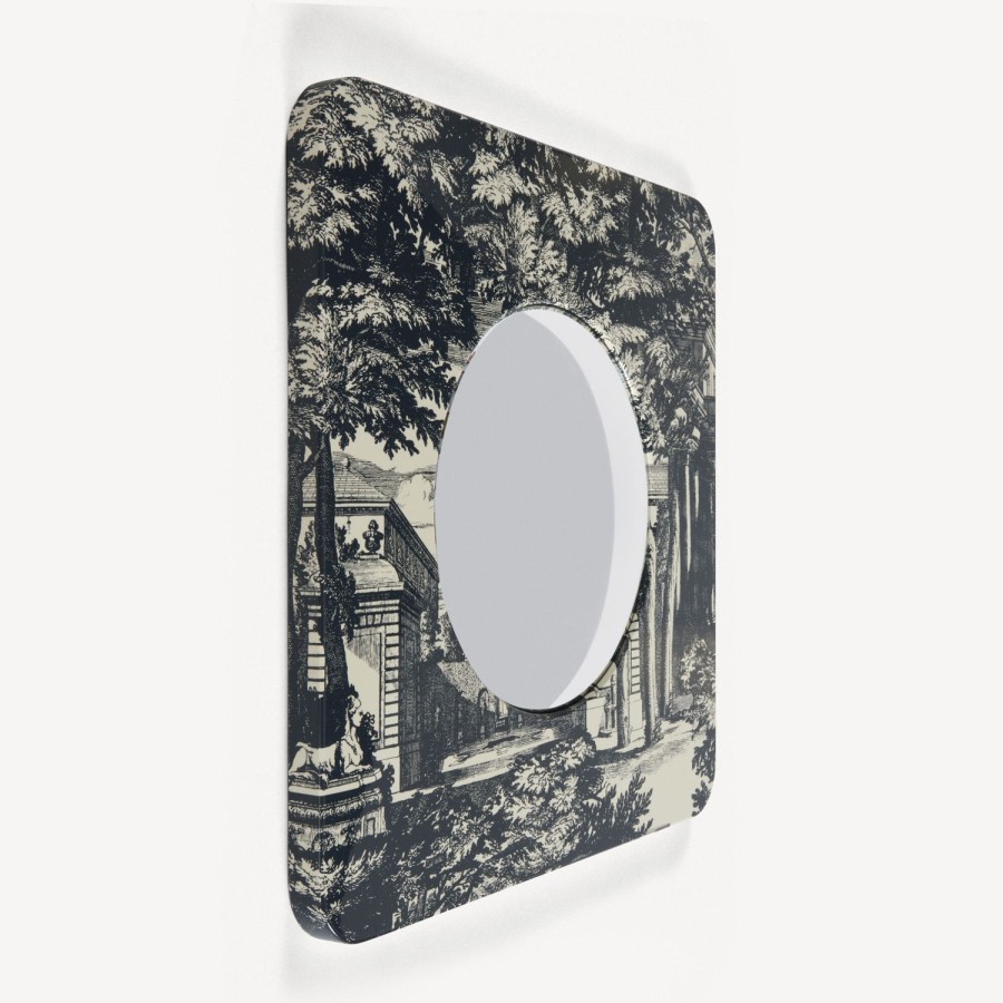 Fornasetti Cornice Con Specchio Convesso Giardino Settecentesco Blu/Avorio Specchi Di Design