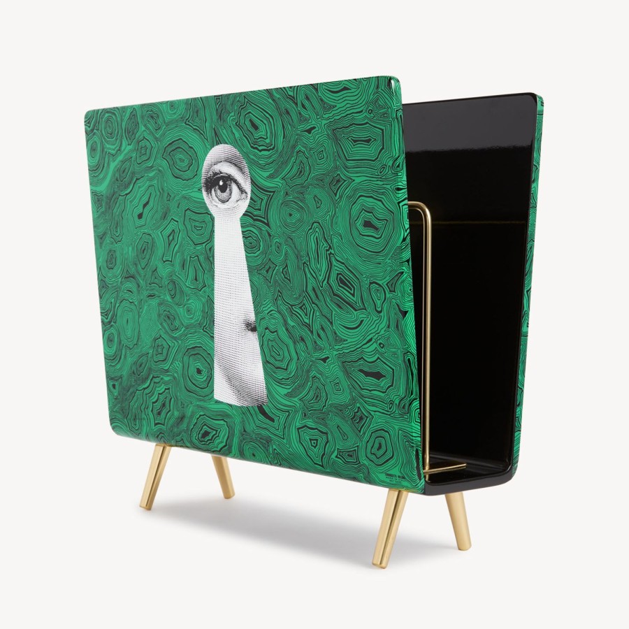 Fornasetti Portariviste Serratura Su Malachite Verde/Bianco/Nero Portariviste