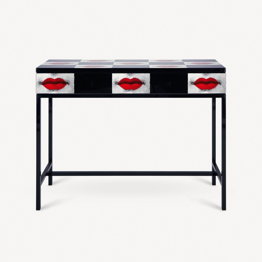 Fornasetti Consolle Con Cassettiera Kiss Rosso/Bianco/Nero Console Di Archiviazione