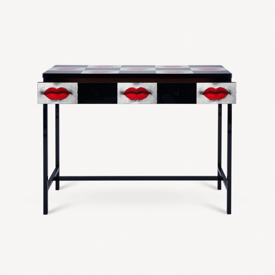 Fornasetti Consolle Con Cassettiera Kiss Rosso/Bianco/Nero Console Di Archiviazione